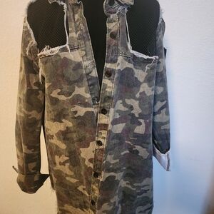 Women's Camo Camouflage Distressed Jacket
